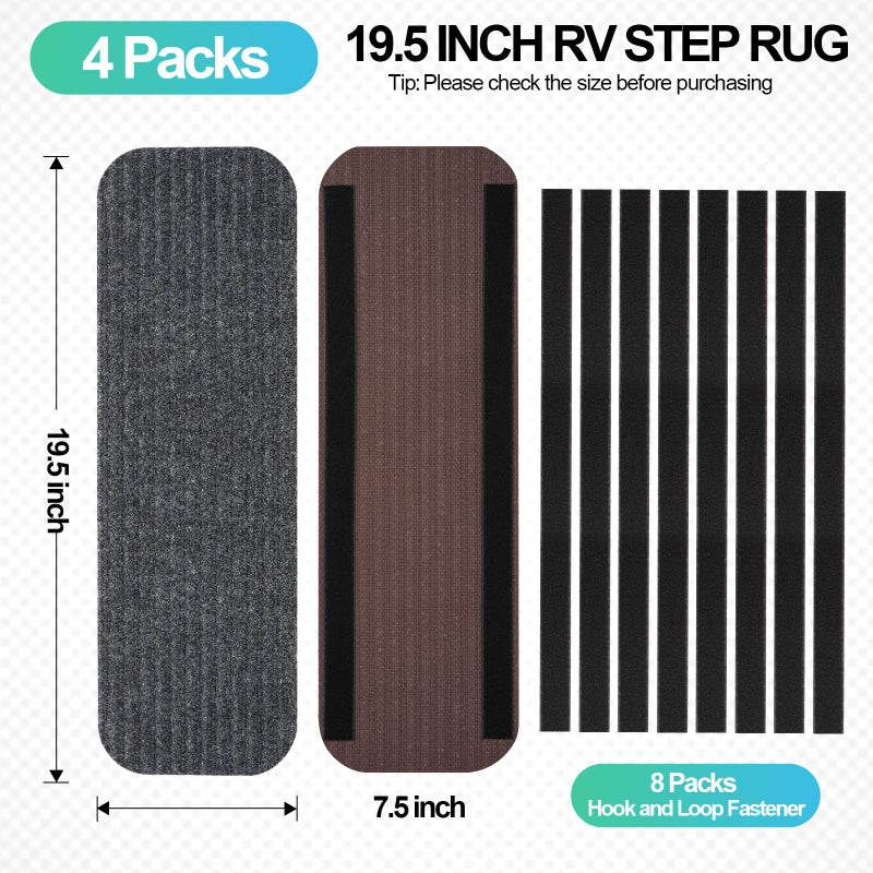 ESUDNT RV Step Covers 4 Pack 19.5 * 7.5 Camper Step Cover RV Step Rug RV Step Carpet RV درج يغطي متوافق مع Lippert|MORryde Step لمقطورات السفر والمنزل المتنقل - Image 2